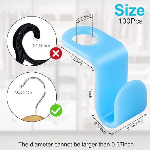 100 PCS Hanger Connector Hooks, Space Saving Hooks and Clips for Plastic Hangers (5 Color) - Color thumbnail 2