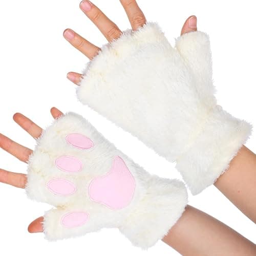 WLLHYF Cat Paws Gloves Fingerless Bear Furry Paw Cute Hand Gear Winter Warm Gloves Halloween Cosplay Costume Accessories - Image 1