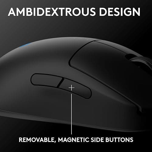 Logitech G PRO 2 Lightspeed Wireless Gaming Mouse, Right- or Left-Handed Mouse with up to 4 Customizable and Switchable Magnetic Side Buttons, 44K DPI Sensor, USB-C Charging, for PC/Mac - Black thumbnail 2