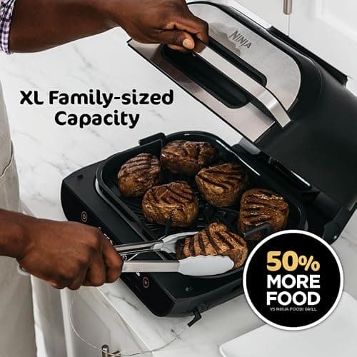 Ninja | Indoor Grill and Air Fryer| Foodi Smart XL | 6-in-1 Grill, Air Fry, Roast, Bake, Broil, Dehydrate & Crisp |Smart Thermometer & Splatter Shield | Dishwasher Safe Parts | Black/Silver | FG551 thumbnail 5
