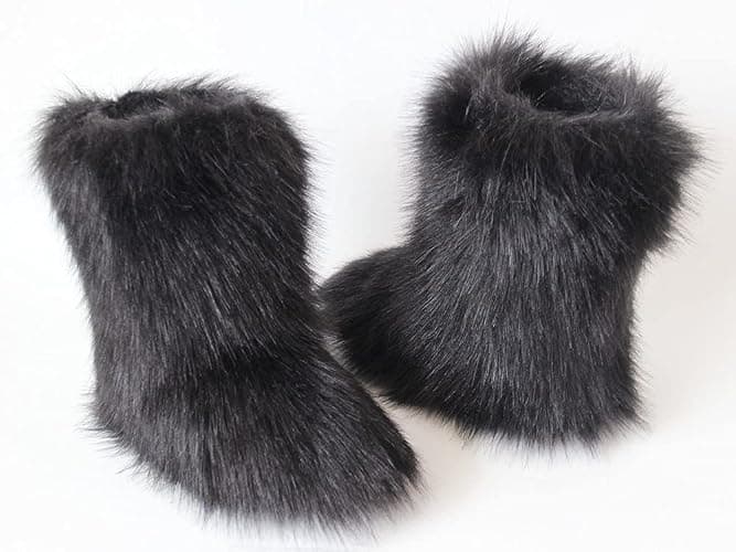 Gegefur Women's Faux fur Boot Furry Fluffy Short Snow Boot Mid-Calf Boots Warm Comfortable Outdoor Flat Shoes thumbnail 2