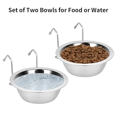 Fri4Free 2PCS 8oz Stainless Steel Hanging Kennel Water Bowls | Easy to Use, No Spill, Fits Small Crate Kennel Cage Catio, For Dogs Puppies Cats Small Pet, Food & Water Feeding Holder thumbnail 4