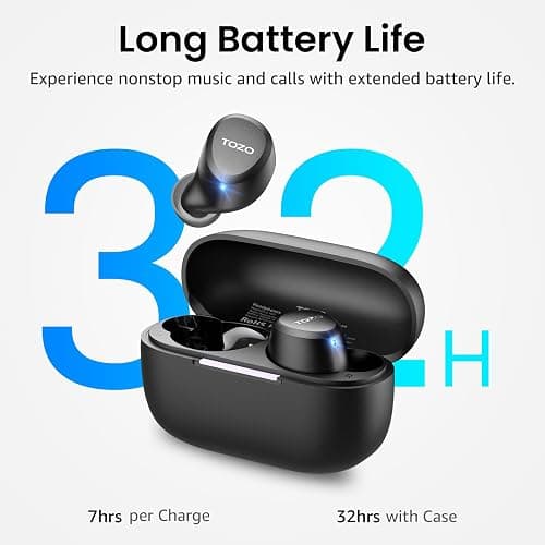 TOZO A1 Wireless Earbuds Bluetooth 5.3 Light Weight in Ear IPX5 Waterproof Headphones 2 Mic for AI Calls, Immersive Premium Sound Bass Headset with Charging Case, 32 Presets EQ Customization via App thumbnail 5