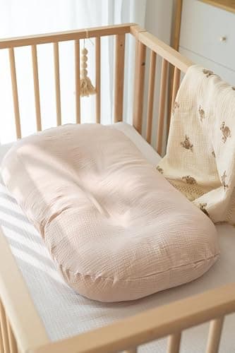 Little Jump Cotton Muslin Baby Lounger Covers, 2 Pack, Soft Removable Slipcovers for Newborn Infant Lounger, for Girls Boys, Coffee Checkered (Checkered & Kakhi) thumbnail 5