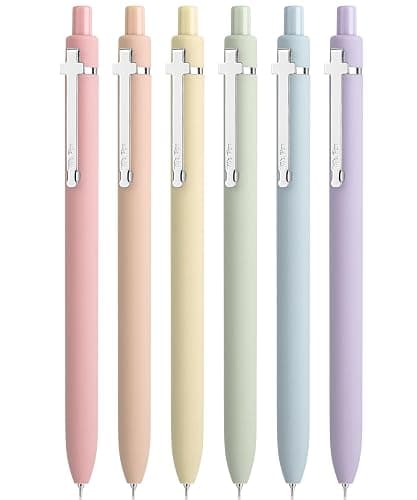 Mr. Pen- Bible Journaling Pens, 6 Pack, Black Ink, Retractable Gel Pens 0.5 mm, Soft Pastel Barrels with Silver Cross Clip, Smooth Writing for Bible Study, Journaling, Planning & Gifts for Women - Image 1