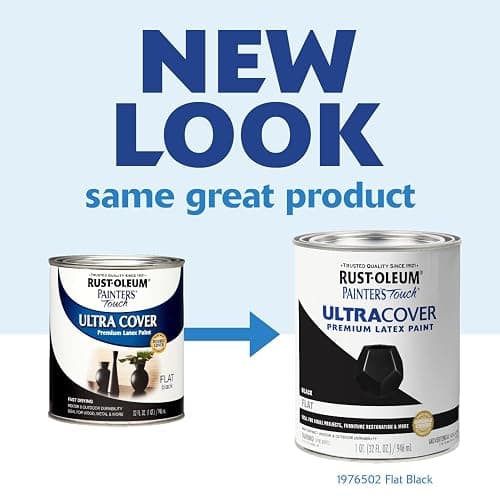 Rust-Oleum 1976502 Painter's Touch Latex Paint, Quart, Flat Black, 32 Fl Oz, (Pack of 1) thumbnail 2