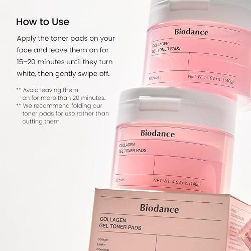 Biodance Collagen Gel Toner Pads, Pore Minimizer for Face, Improving Elasticity, Plumping Toner Pads for Sensitive Skin, Korean Skincare, Stocking Stuffers for Teen Girlsㅣ4.93 fl.oz.(140g)*60Pads thumbnail 9