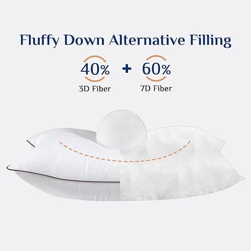 JOLLYVOGUE Standard Pillows Set of 2, Cooling and Supportive Pillows Full Size Set of 2 for Side and Back Sleepers, Down Alternative Hotel Collection Sleeping Pillow - 01 - Classic Design - Standard (Pack of 2) thumbnail 4