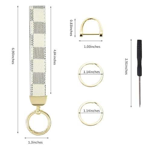 Weixiltc Leather Wristlet Keychain, Car Key Chain Holder with 2 Key Ring & Anti-Lost D Ring, Key Fob Wristband for Women thumbnail 2