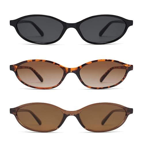 HERJOUR Retro Oval Cat Eye Sunglasses for Women Y2k Trendy Narrow Sunnies Designer Sun Glasses AR82253 thumbnail 4