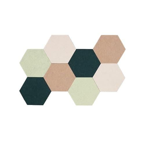 LAJAR 8 Pcs Hexagon Felt Bulletin Board Tiles, Self Adhesive Felt Pin Board Wall Tiles for Photos, Pictures, Memos (Green) - Image 1