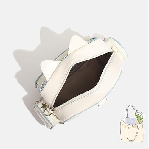 semmoi Ita Bag Kawaii Cat Backpack with Adjustable Straps, Large Capacity, Ideal for Daily Use, Cute Bag (Beige) thumbnail 3
