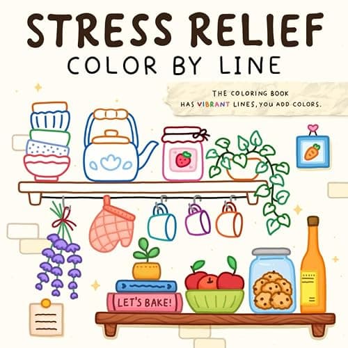 Color By Line: Coloring Book for Relaxation Featuring Vibrant Colored Outlines - Image 1