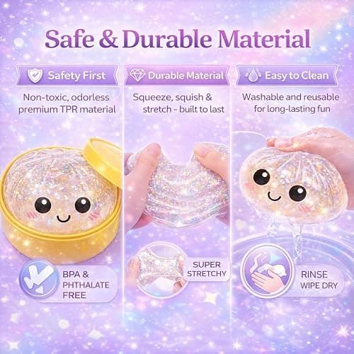 12PCS Glitter Dumpling Squishy, Mini Real Bun Dumplings Stress Relief Set Pack Box, Crazy Fun Balls Toys Fidget Cute Sensory for Anxiety Relief Toy Hand Relax, Birthday Gifts (Smiling) thumbnail 3