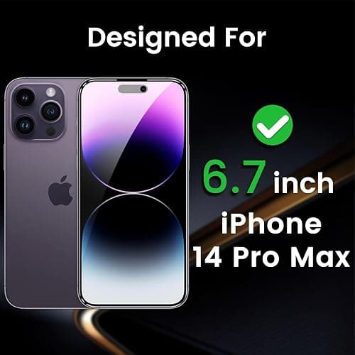 Romkasi 3 Pack Privacy Screen Protector for iPhone 14 Pro Max 6.7 Inch with 3 Pack Camera Lens Protector, Anti Spy Tempered Glass Film, Anti-Scratch, Touch Sensitive, Case Friendly thumbnail 3