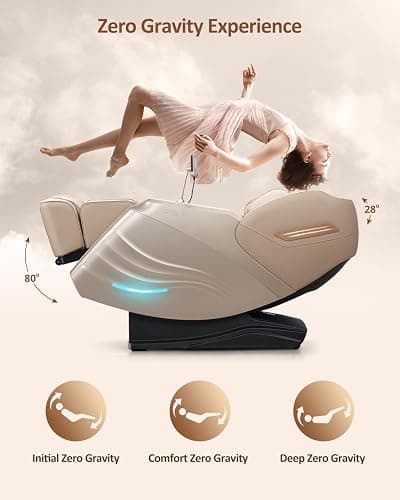 RELX 2025 Massage Chair Full Body, 15 Modes Zero Gravity SL-Track Shiatsu Massage Chair Built-in Heat System, Airbag Massage with Body Scan, Deep Yoga Stretch, Calfrest Extension and AI Control(Cream) thumbnail 6