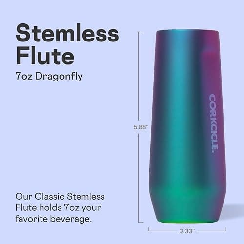Corkcicle Stemless Flute - Chill Drinks for 9 Hours - Summer Drinkware Gift - 7 oz - Dragonfly thumbnail 2