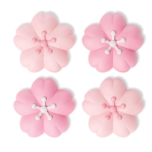 PlayVital Thumb Grips for Nintendo Switch 2 | Kawaii Silicone Joystick Caps (4-Pack) - Cute Accessories Design Thumbstick Covers - Blush Cherry Blossom Petals - Image 1
