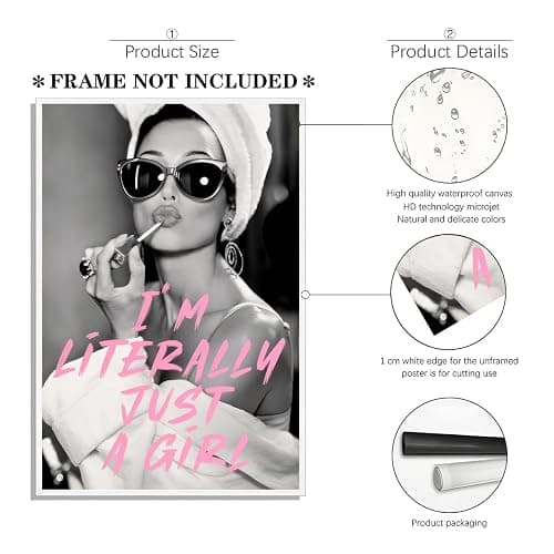 Ripiyome Funky Pink Wall Art Set of 3 Retro Glam Posters Surreal Kiss Lips High Heel Disco Ball Newspaper Woman Print Trendy Girl Quote Feminist Canvas Decor for Girly Bedroom Bar 16x24inch Unframed thumbnail 2