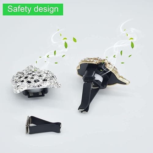 2PCs Golden Bling Leopard Air Freshener Vent Clip Rhinestone Car Decoration Interiors Accessory thumbnail 7