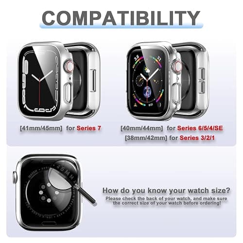 6 Pack Hard PC Case with Tempered Glass Screen Protector for Apple Watch 40mm SE 3/SE(2nd Gen) Series 6/SE/5/4,Rontion Ultra-Thin Scratch Resistant Protective Bumper Cover for iWatch 40mm Accessories thumbnail 2