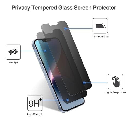 ProCase 2 Pack Privacy Screen Protector for iPhone 16e / 14/13 / 13 Pro 6.1", Tempered Glass Film Guard for iPhone 2025 2022 2021 6.1 Inch thumbnail 4