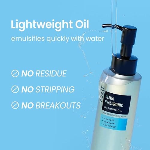 coxir ULTRA HYALURONIC CLEANSING OIL, Travel-Size, Korean Facial Cleanser l Blackhead, Makeup Removal with Hyaluronic Acid, Cruelty Free, No Mineral Oil [1.69fl.oz (Pack of 1)] thumbnail 7