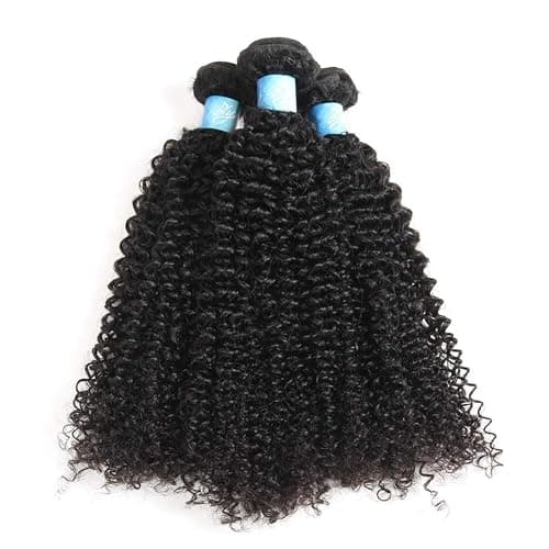 BLY 7A Mongolian Kinky Curly Human Hair 3 Bundles Pack 22/24/26 Inch Unprocessed Hair Weave Weft for Black Women Natural Color thumbnail 5