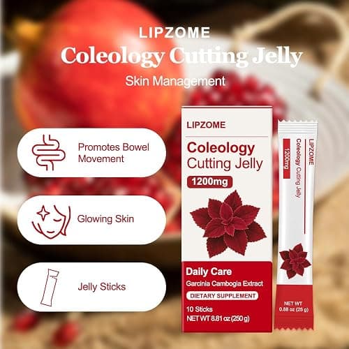 Coleology Cutting Jelly Sticks – Garcinia Cambogia (HCA) with Chia Seeds & Collagen – Supports Detox, Digestion & Daily Wellness – Delicious Pomegranate Flavor – 10 Days Supply (8.81 oz) thumbnail 2