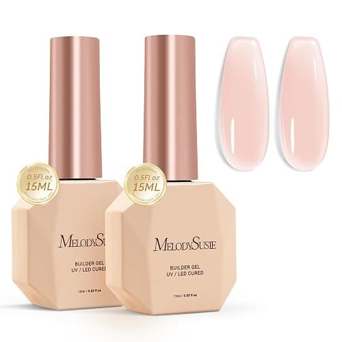 MelodySusie 2PCS 15ML Nude Builder Nail Base Gel for Nails Thickening,Soak Off UV Extension Gel,Rhinestone Glue in a Bottle for Nail Art Design Gift for Women DIY Manicure at Home 019 * 2 - Image 1