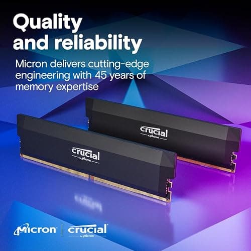 Crucial Pro DDR5 RAM 32GB Kit (2x16GB) 6000MHz CL36, Overclocking Gaming, Intel XMP 3.0 / AMD EXPO, Computer Memory (PC), Black - CP2K16G60C36U5B thumbnail 6