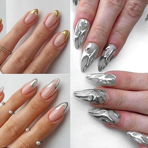 Metallic Mirror Chrome Nail Powder Set, 23 Colors Magic Mirror Y2K Gold Silver Decorations Rubbing Nail Art Glitter Pigment Flakes Manicure Accessories (23pcs Chrome Powder) thumbnail 6