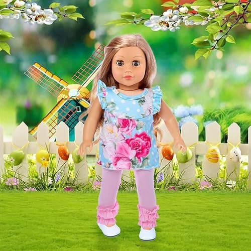 ZITA ELEMENT 11 Pcs American Doll Clothes Dress and Accessories - 5 Sets Doll Outfits + 2 Pairs Shoes thumbnail 6