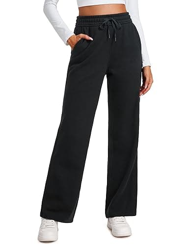CRZ YOGA Cotton Fleece Lined Sweatpants Women 30" Straight Leg Casual Lounge Sweat Pants for Women