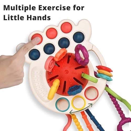 Tiyol Montessori Toys, Silicone Pull String Activitys, Developmental Pulling Baby Sensory Toy, Car Seat Airplane Travel Toddler Boy &Girl Infant Birthday Gifts thumbnail 4