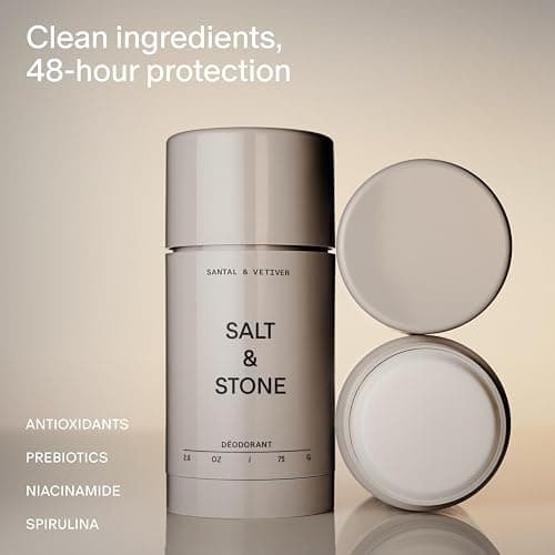 Salt & Stone Aluminum-Free Deodorant, Women & Men Santal & Vetiver 2.6 oz | Extra Strength 48 Hour Protection, Gender Neutral Scent, Made with Niacinamide, Spirulina, Magnesium & Antioxidants thumbnail 2