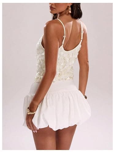 SOLY HUX Women's Sequin Cami Tops Spaghetti Strap Scoop Neck Summer Camisole Going Out Party Club Top thumbnail 2