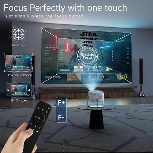[360°Adjustable Stand] Mini Projector with WiFi and Bluetooth: Electric Focus & Auto Keystone 1080p Supported, 15000L,Multi-Device Compatible Outdoor Phone Projector - Visulapex Portable Home Theater thumbnail 2