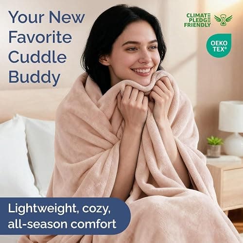 Ultra Soft Fleece Blanket Throw XL Size - Flannel Fleece Luxury Throw XL Blanket - Lightweight for Couch Bed Chair- Thick, Warm and Breathable - All Season Anti-Static Microplush Bedding, Rosewater thumbnail 2