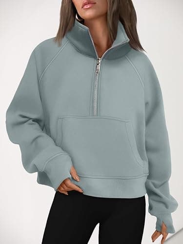 AUTOMET Womens Sweatshirts Half Zip Cropped Pullover Fleece Quarter Zipper Hoodies 2025 Fall Fashion Outfits Clothes thumbnail 6