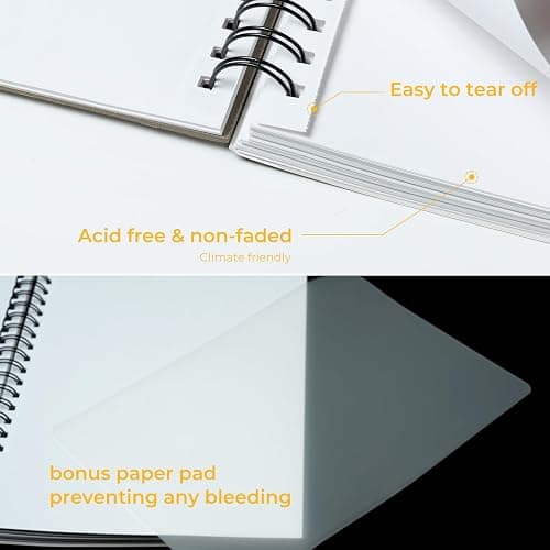Ohuhu A4 Skizzenbuch Mischtechnik - 200g/m² säurefreies Papier (124 Seiten/62 Blatt), Spiralbindung Zeichenbuch A4 für Aquarell, Acryl & Bleistift, Sketchbook Ideal für Nass- & Trockentechniken thumbnail 3