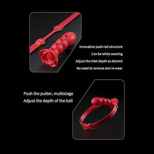 Multi-Section Adjustable Ball Gag Exercise Rose Shape Open Mouth Gag Bondage Gear Silicone Gag Couple Props Adult Sex Toys（Pink） thumbnail 7