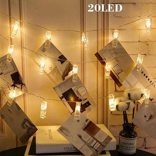 Dopheuor LED Photo Clip Copper String Lights Starry Fairy Warm White Lights Battery Powered for Hang Pictures Cards Bedroom Wall Decorations Christmas Patio Halloween Thanksgiving Wedding Party Décor thumbnail 7