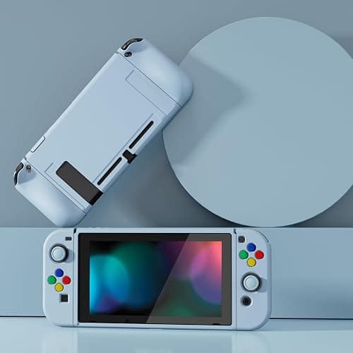 playvital ZealProtect Soft Protective Case for Nintendo Switch, Flexible Joycon Cover Slim Cover for Nintendo Switch with Screen Protector & Thumb Grips & Direction Button Caps - Sky Blue thumbnail 3