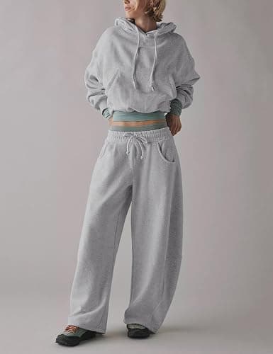 HeSaYep Women's Fleece Lined Sweatpants Barrel Leg Baggy Sweat Pants Winter Thermal Cotton Pants with Pockets thumbnail 6