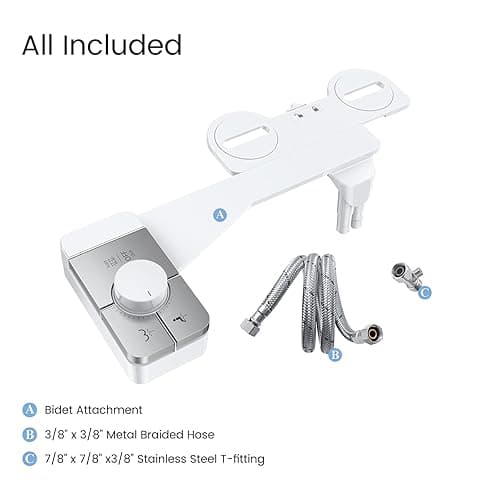 SHIKITEK Bidet Attachment for Toilet, Ultra-Slim, Self Cleaning, Dual Nozzle, Feminine & Posterior Wash, Fresh Cold Water Sprayer, for Existing Toilets Seat, Baday Beday Badette Bedette, Silver thumbnail 7