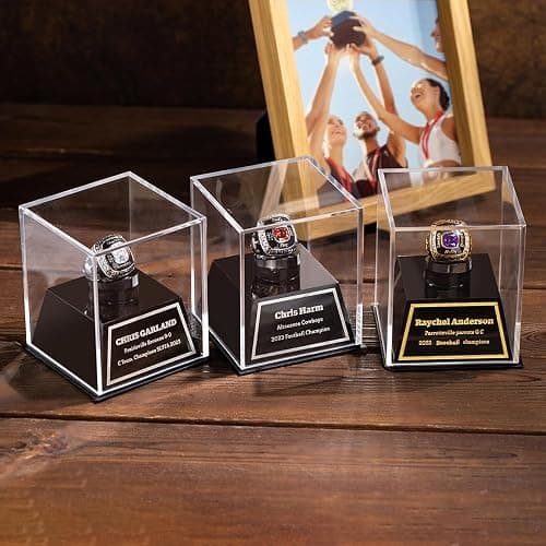 BYFDIY Custom Championship Ring Display Case Acrylic Baseball Ring Holder Personalized Name Rings Display Case for Football Softball Basketball Sport Size 3×3×3.5INCH thumbnail 5