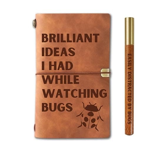 InnoBeta Entomology Gifts for Men and Women, Gifts on National Insect Appreciation Day, Birthday and Christmas, 7.8"x5" Embossed Refillable Notebook with Pen - Image 1