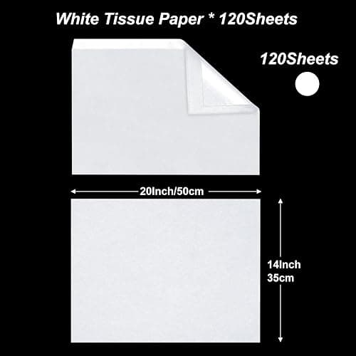 120 Sheet White Tissue Paper HMUIKFRY 20x14Inch Wrapping Paper | Tissue Paper for Gift Bags White Wrapping for Birthday Weddings Holiday Crafts Festival Decoration thumbnail 3