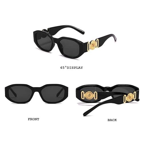 BUTABY Rectangle Sunglasses for Women Retro Driving Glasses 90’s Vintage Fashion Irregular Frame UV400 Protection thumbnail 2